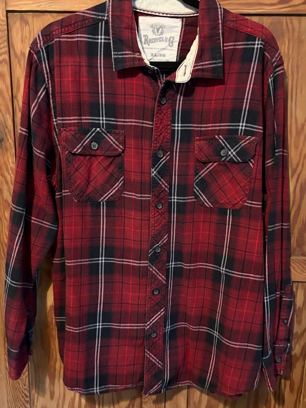 Roebuck & Co. Red Plaid Flannel Shirt - Men’s size XL.